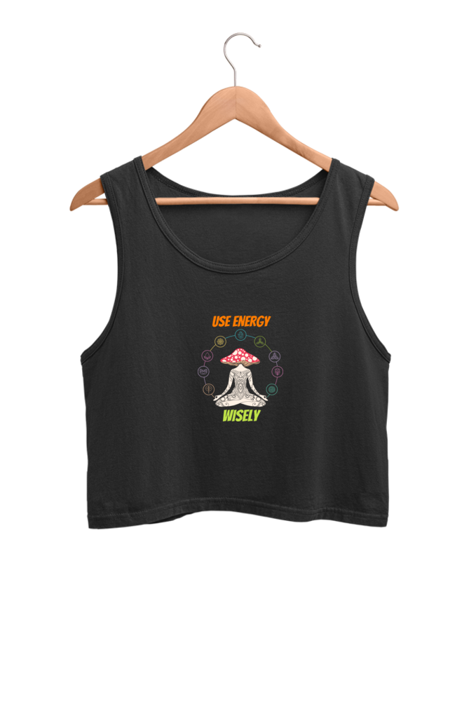 Orange Green Colorful Illustrated Energy Psychedelic - Crop Tank Tops