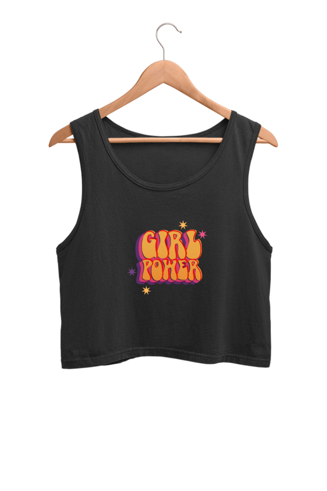 Vintage Girl Power Typographic - Crop Tank Tops