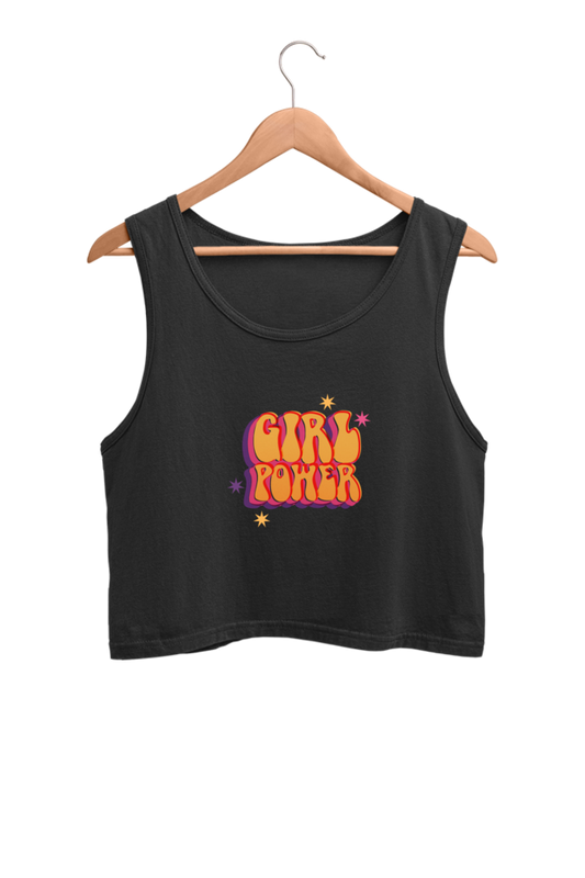 Vintage Girl Power Typographic - Crop Tank Tops