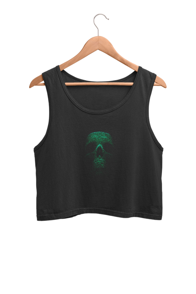 Green Binary Skull - Crop Tank