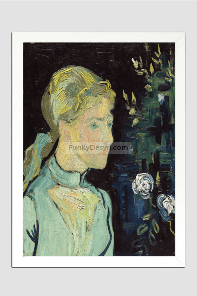 Adeline Ravoux (1890) By Vincent Van Gogh 11.7X16.54 Inches/ White Framed Poster