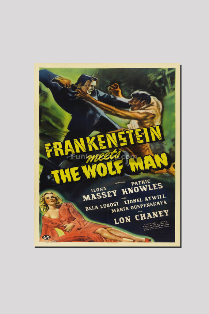 Frankenstein Meets The Wolf Man -1943 16X20 Inches/ Wrapped Canvas Decor