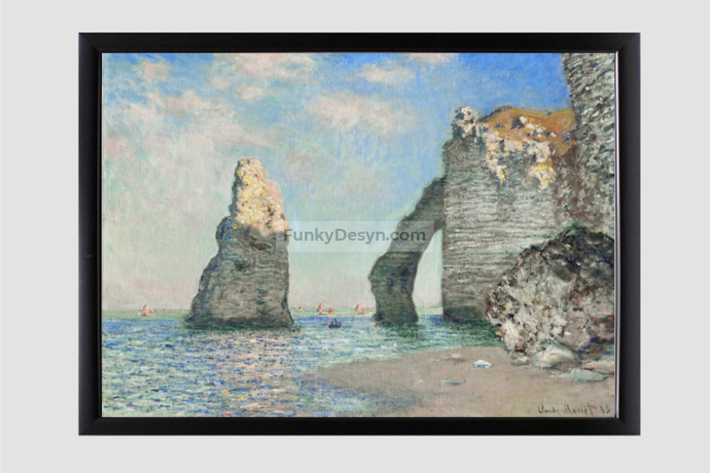Claude Monets The Cliffs At Étretat (1885) 11.7X16.54 Inches/ Black Framed Poster