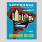 1958 Lufthansa South America Travel Poster 16X20 Inches/ Wrapped Canvas Decor