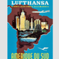 1958 Lufthansa South America Travel Poster 11.7X16.54 Inches/ Rolled Decor