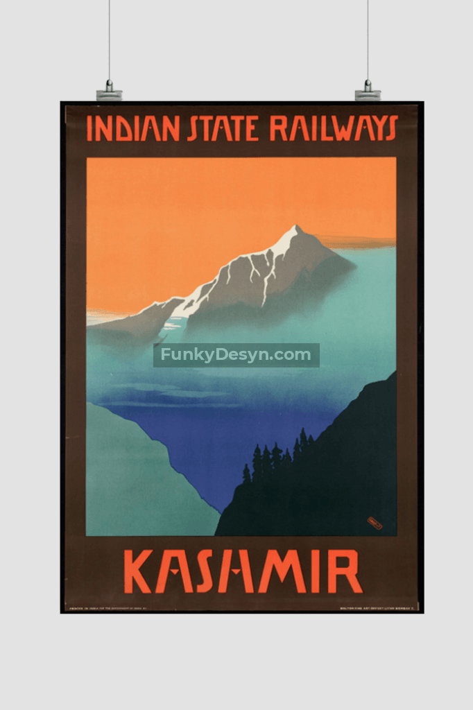Vintage Kashmir Travel Poster 11.7X16.54 Inches/ Rolled Decor