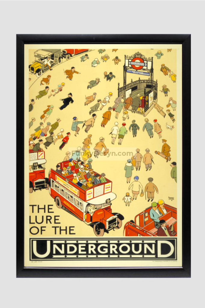 London Vintage Poster 11.7X16.54 Inches/ Black Framed Decor