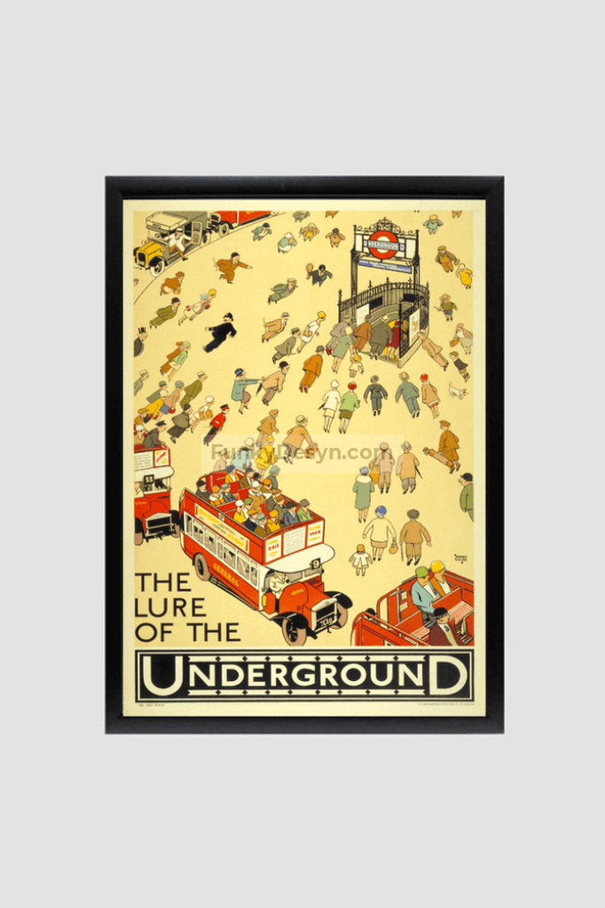 London Vintage Poster 8.3X11.7 Inches/ Black Framed Decor