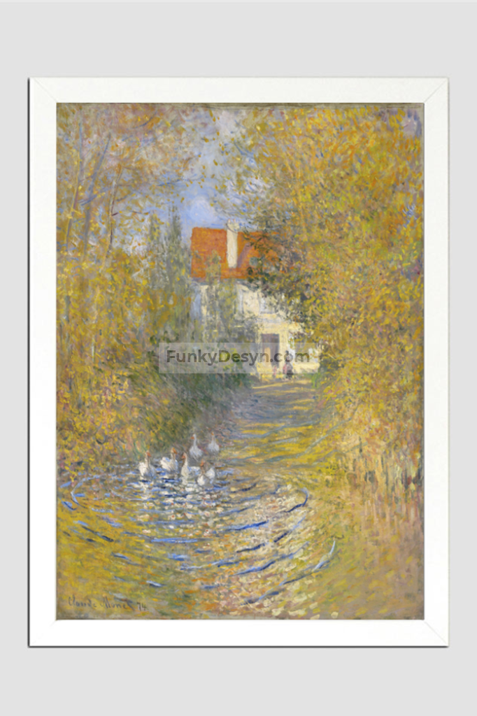 Claude Monets The Geese (1874) 11.7X16.54 Inches/ White Framed Poster