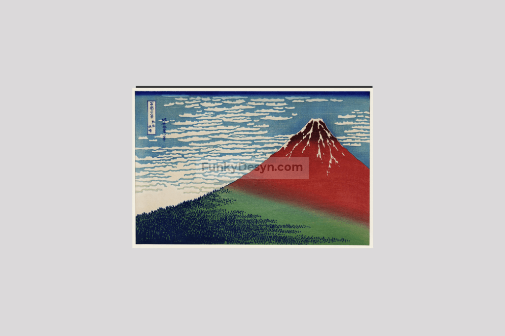 Katsushika Hokusai's Fine Wind, Clear Morning (1760-1849), a famous traditional Japanese Ukyio-e style illustration of Mount Fuji