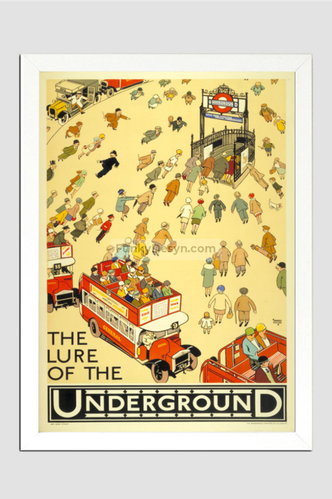 London Vintage Poster 11.7X16.54 Inches/ White Framed Decor