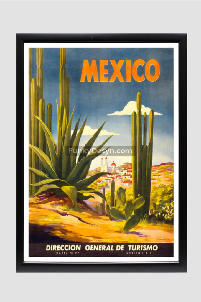 Direccion General De Turismo - Mexico Vintage Travel Poster 11.7X16.54 Inches/ Black Framed Decor