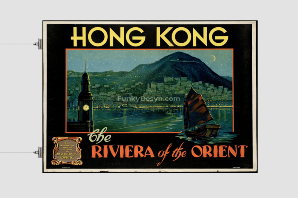 Hong Kong Vintage Travel Poster 11.7X16.54 Inches/ Rolled Poster Decor