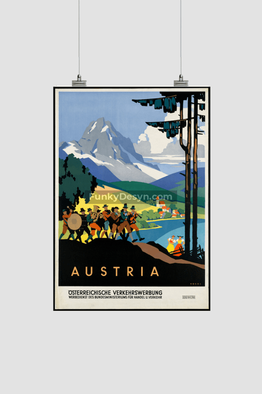 Austria Vintage Travel Poster 8.3X11.7 Inches/ Rolled Decor