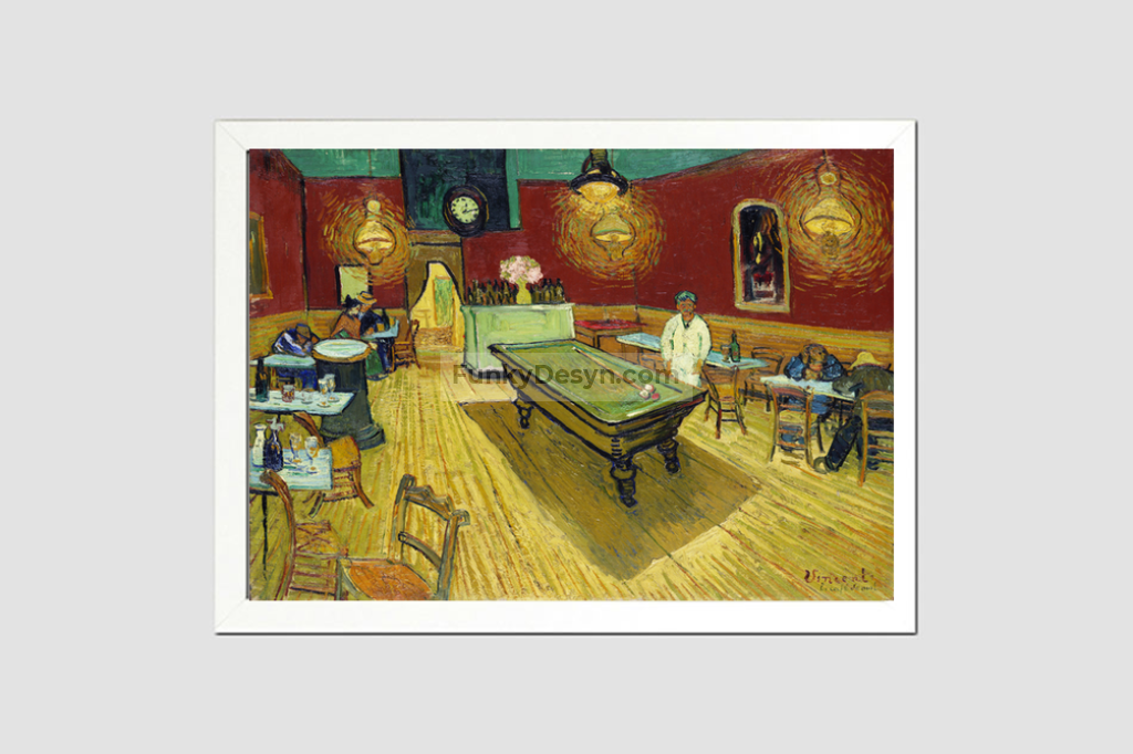 Le Café De Nuit (The Night Café) (1888) By Vincent Van Gogh. 8.3X11.7 Inches/ White Framed Poster