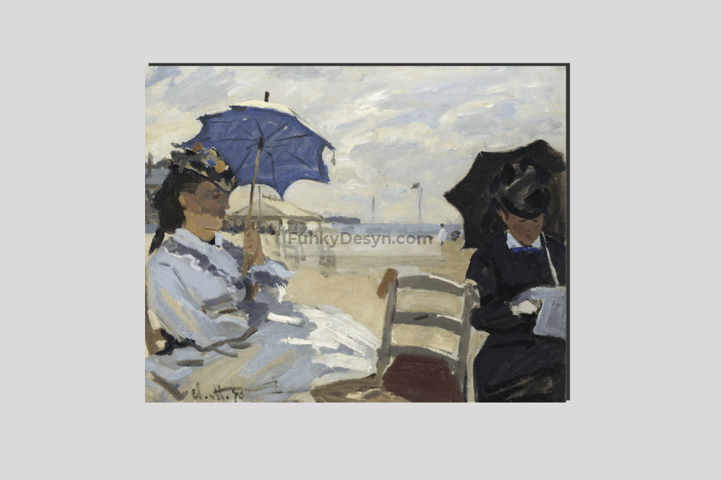 Claude Monets The Beach At Trouville (1870) 16X20 Inches/ Wrapped Canvas