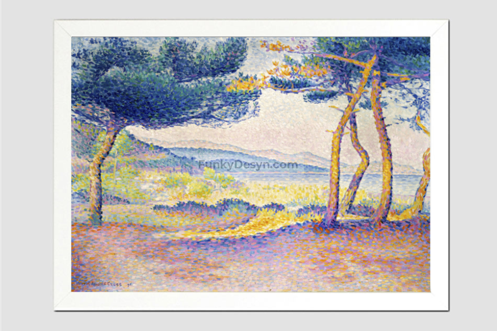 Pines Along the Shore (1896) painting in high resolution by Henri-Edmond Cross.