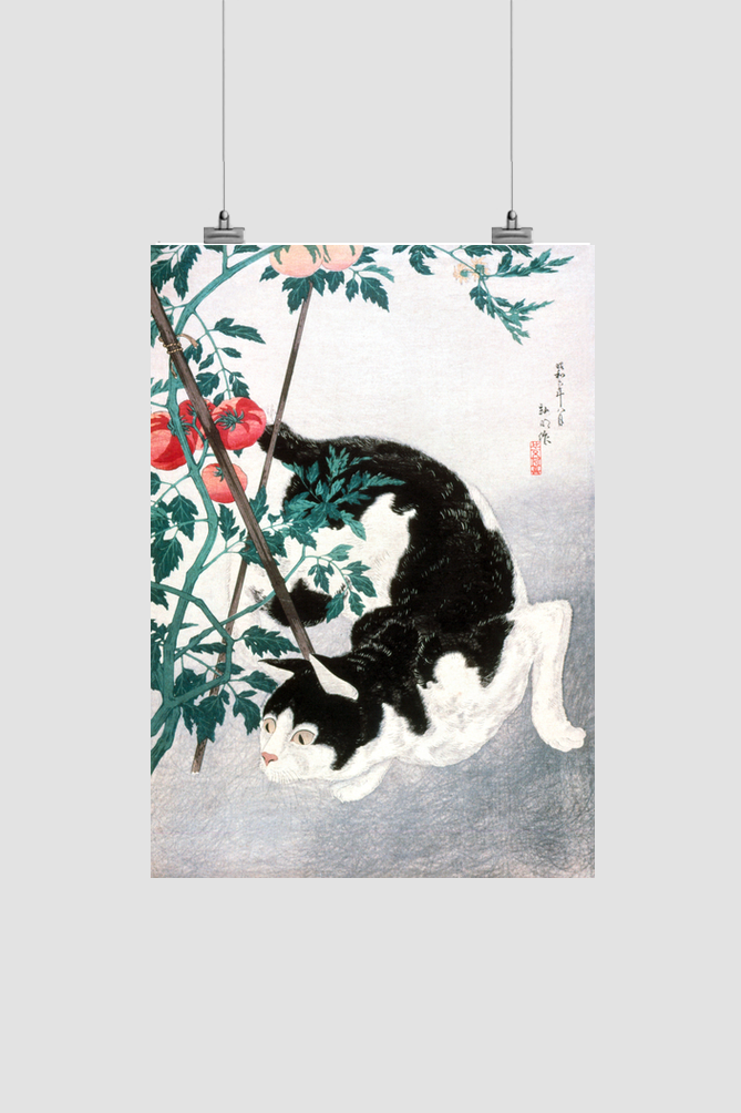 Cat with Tomato Plant (1931) by Hiroaki Takahashi (1871–1945)