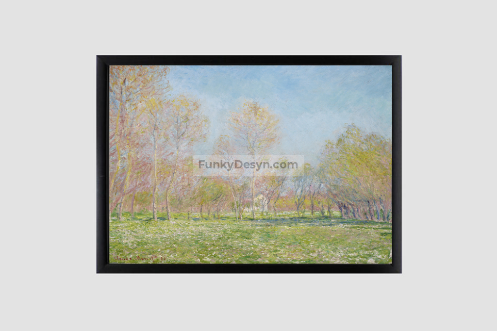 Claude Monets Spring In Giverny (1890) 8.3X11.7 Inches/ Black Framed Poster