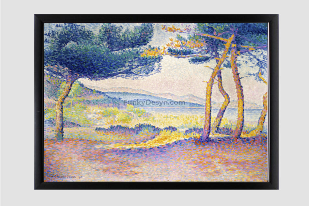 Pines Along the Shore (1896) painting in high resolution by Henri-Edmond Cross.