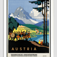 Austria Vintage Travel Poster 11.7X16.54 Inches/ White Framed Decor