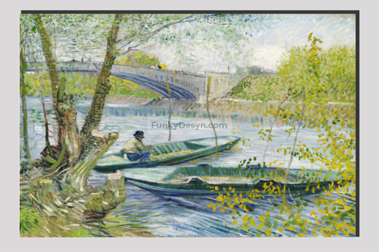 Fishing In Spring The Pont De Clichy (Asnières) (1887) By Vincent Van 20X30 Inches/ Wrapped Canvas
