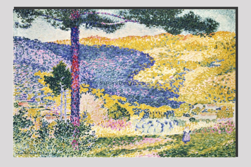 Valley with Fir; Shade on the Mountain (1909) painting in high resolution by Henri-Edmond Cross