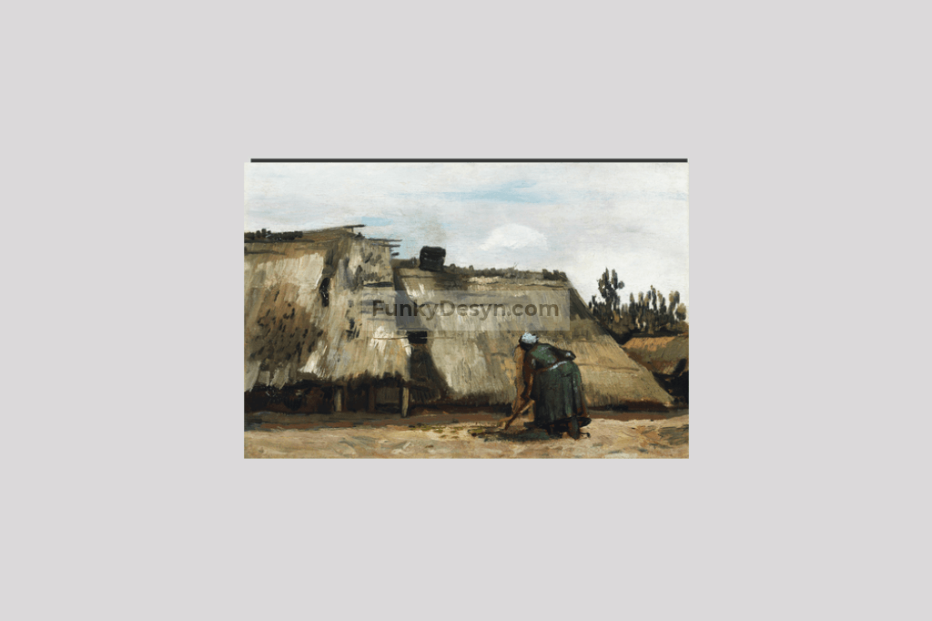 A Peasant Woman Digging In Front Of Her Cottage (C.1885) By Vincent Van Gogh. 8X12 Inches/ Wrapped