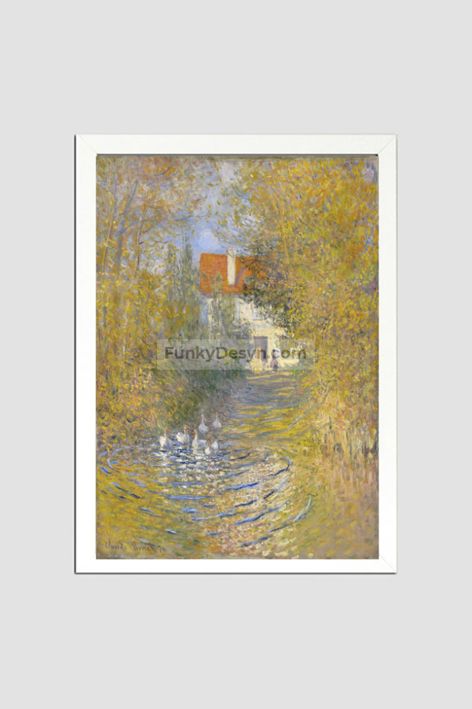 Claude Monets The Geese (1874) 8.3X11.7 Inches/ White Framed Poster