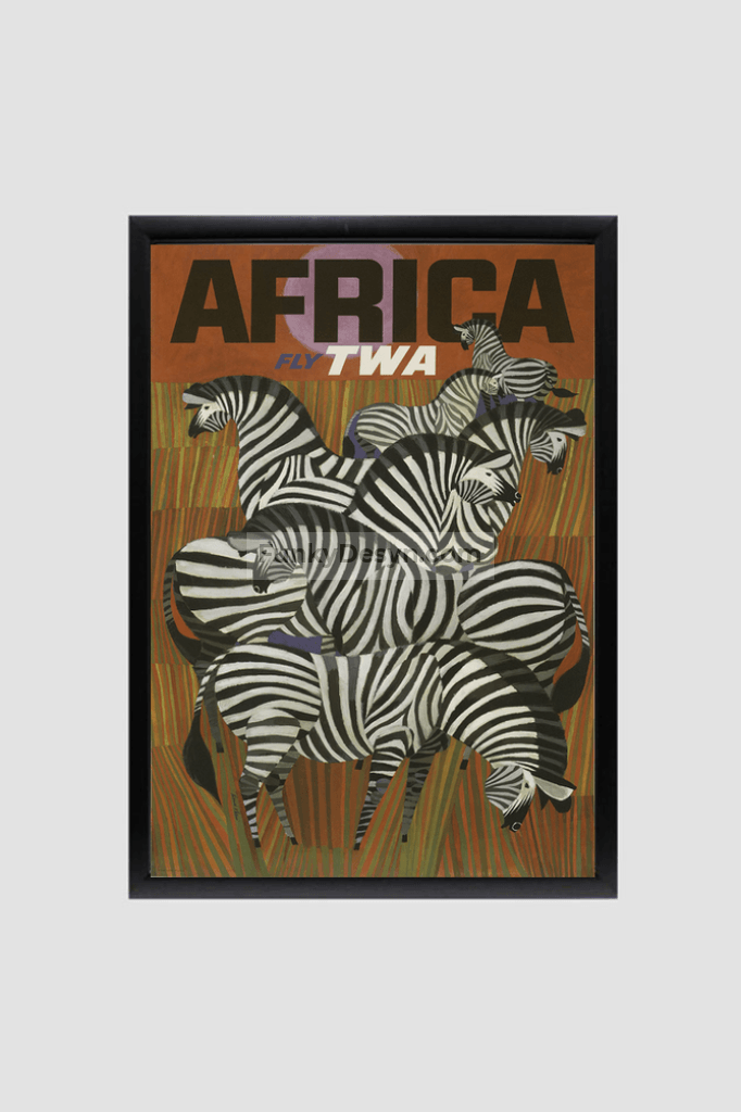 Africa Vintage Travel Poster 8.3X11.7 Inches/ Black Framed Decor