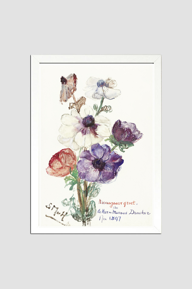 New Year's Greeting with Anemones (1898) by Sientje Mesdag-van Houten