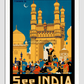 Visit India- Vintage Hyderabad Poster 11.7X16.54 Inches/ White Framed Decor