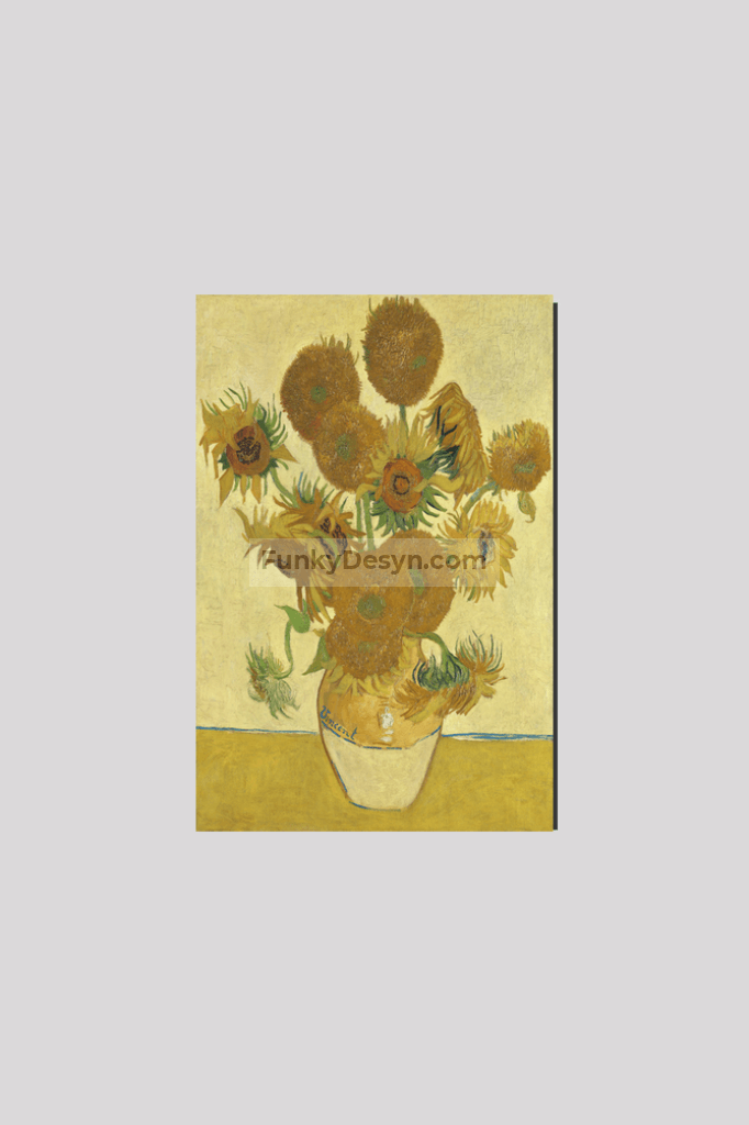 Vincent Van Goghs Sunflowers (1888) Famous Still Life Painting. 8X12 Inches/ Wrapped Canvas
