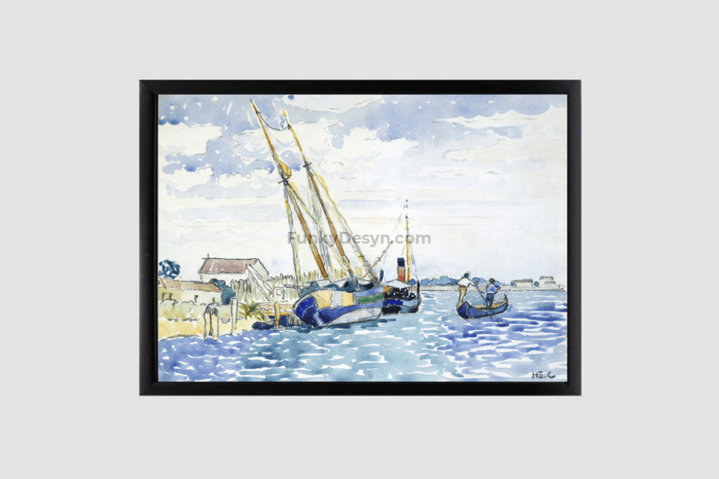 Marine Scene (Boats near Venice) (1903) painting by Henri-Edmond Cross.