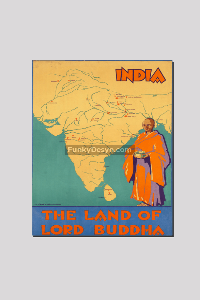 India- The Land Of Lord Buddha 16X20 Inches/ Wrapped Canvas Decor