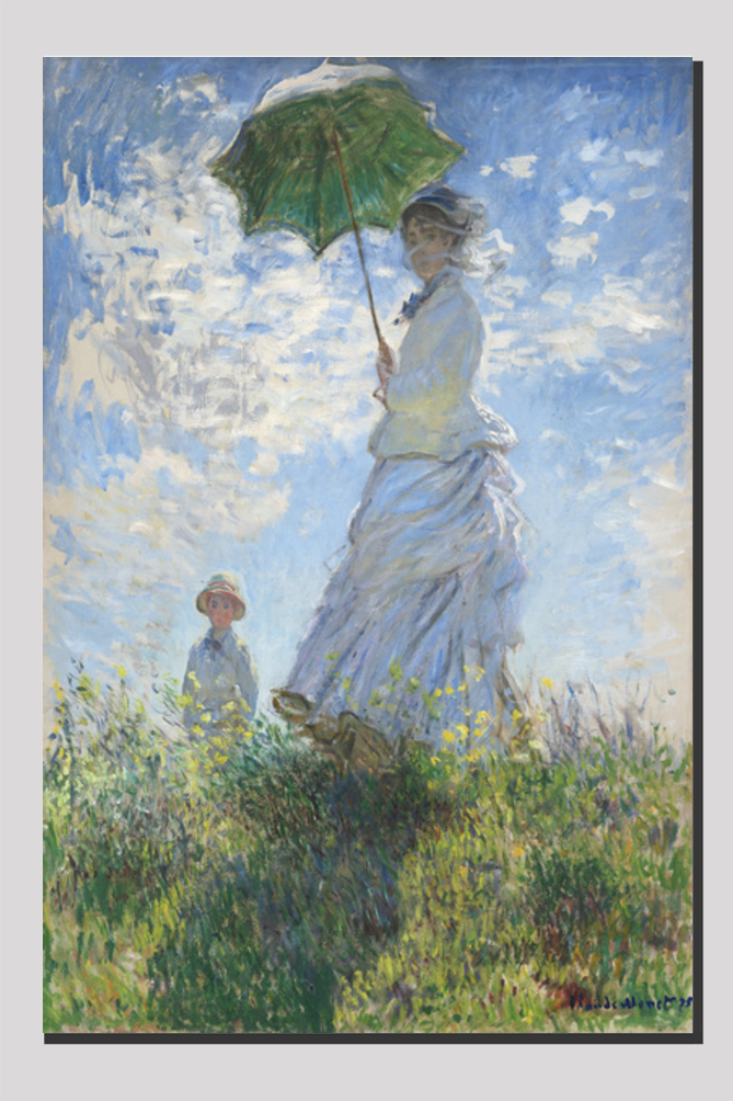 Claude Monet's Madame Monet and Her Son (1875), woman with a Parasol.