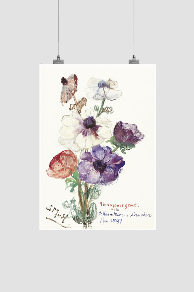 New Year's Greeting with Anemones (1898) by Sientje Mesdag-van Houten