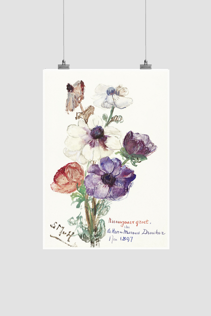 New Year's Greeting with Anemones (1898) by Sientje Mesdag-van Houten