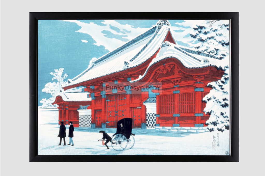 The Red Gate of Hongo in Snow (1926)  by Hiroaki Takahashi