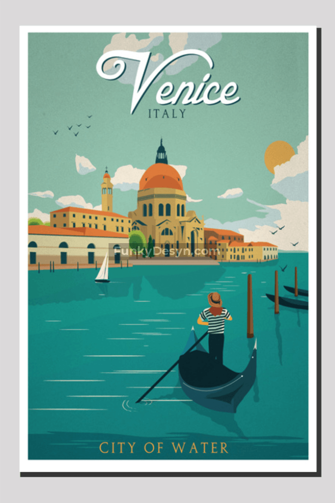 Venice Vintage Travel Poster 20X30 Inches/ Wrapped Canvas Decor