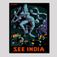 See India Ellora - Vintage Travel Poster 16X20 Inches/ Wrapped Canvas Decor