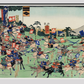 Kawanakajima no Kassen by Utagawa Kuniyoshi (1798-1861), a woodcut diptych of battle at Kawanakajima, showing two armies of cavalry in a battle with swordsmen and archers on horseback