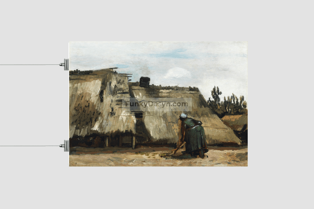 A Peasant Woman Digging In Front Of Her Cottage (C.1885) By Vincent Van Gogh. 8.3X11.7 Inches/