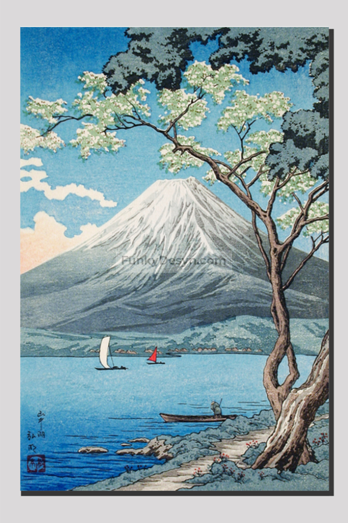 Mount Fuji from Lake Yamanaka print in high resolution by Hiroaki Takahashi (1871–1945)