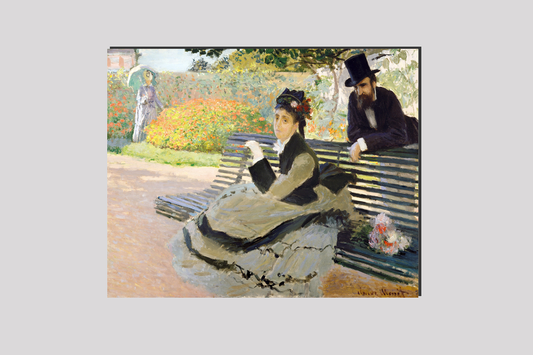 Camille Monet (1847–1879) on a Garden Bench (1873) by Claude Monet