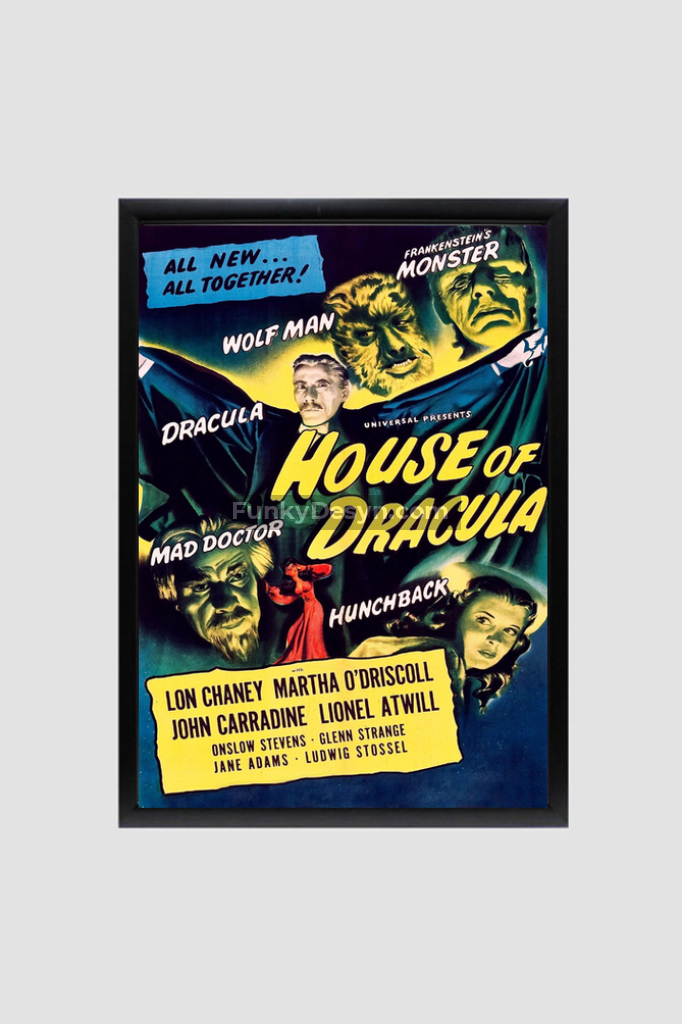 House Of Dracula -1945 8.3X11.7 Inches/ Black Framed Poster Decor