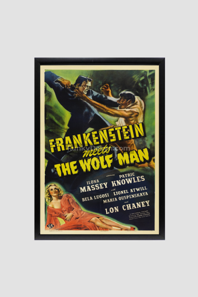 Frankenstein Meets The Wolf Man -1943 8.3X11.7 Inches/ Black Framed Poster Decor