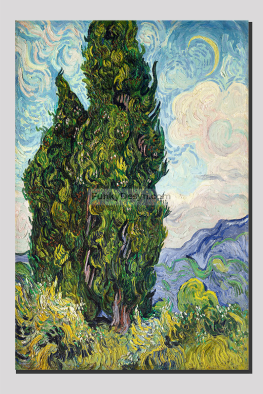 Cypresses (1889) By Vincent Van Gogh. 20X30 Inches/ Wrapped Canvas