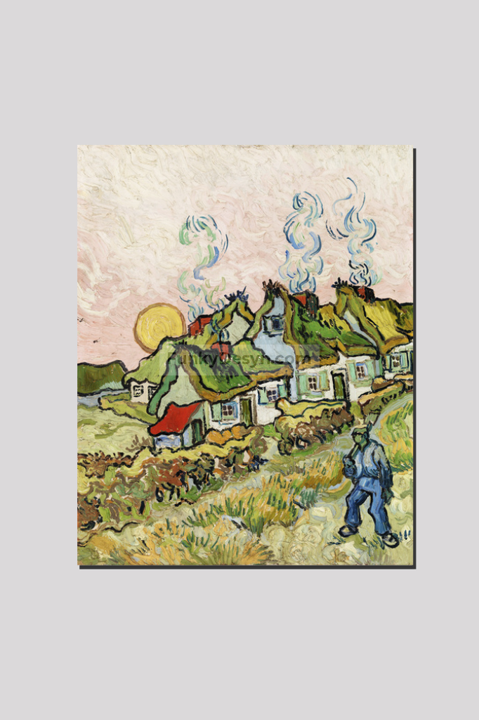 Houses And Figure (1890) By Vincent Van Gogh. 16X20 Inches/ Wrapped Canvas