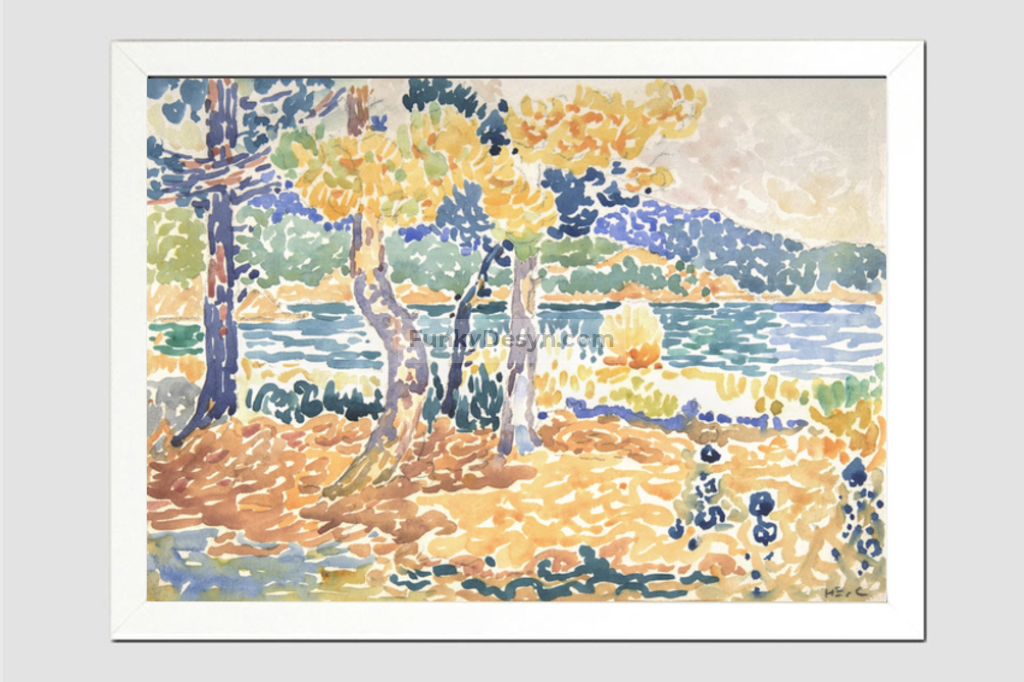 Pines on the Coastline (1856–1910) painting in high resolution by Henri-Edmond Cross.